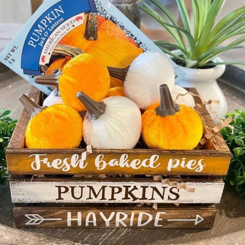 Fall tiered tray mini crate decoration